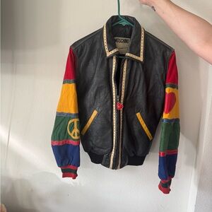 Moschino Black and Red Bomber Jacket with Varsity Style